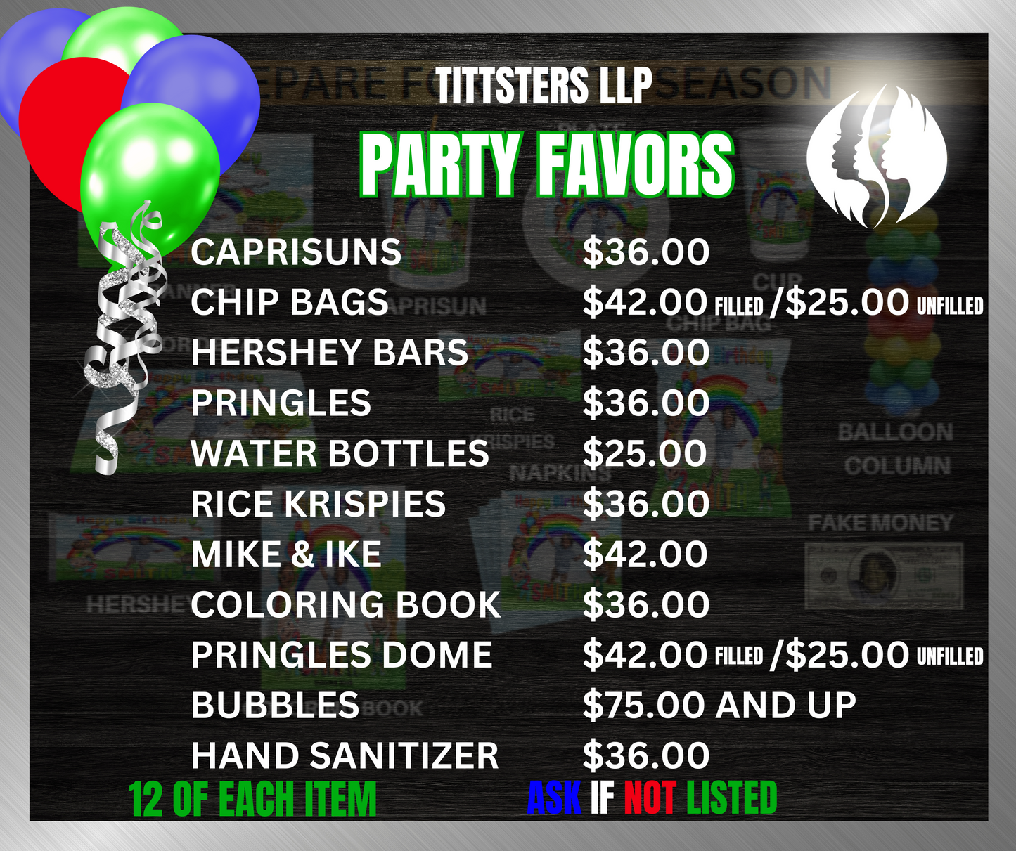 PARTY FAVOR PACKAGES