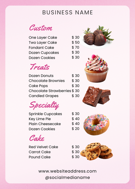 Custom Mini Menus – 5x7 Personalized Prints