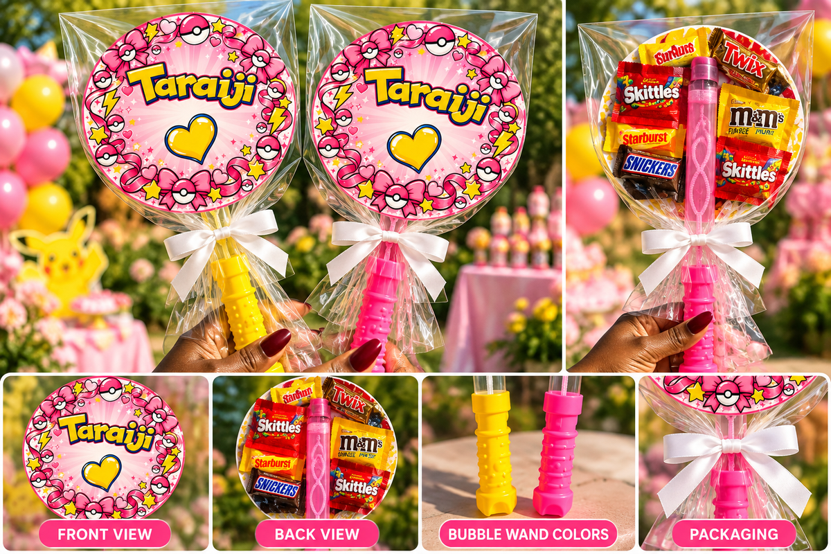 Personalized Bubble Wand & Candy Party Favor